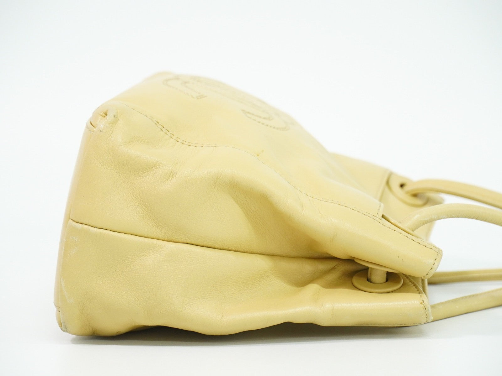 Chanel Vintage CC Tassel Shoulder Bag Lambskin, BEIGE, LEATHER, Shoulder bag