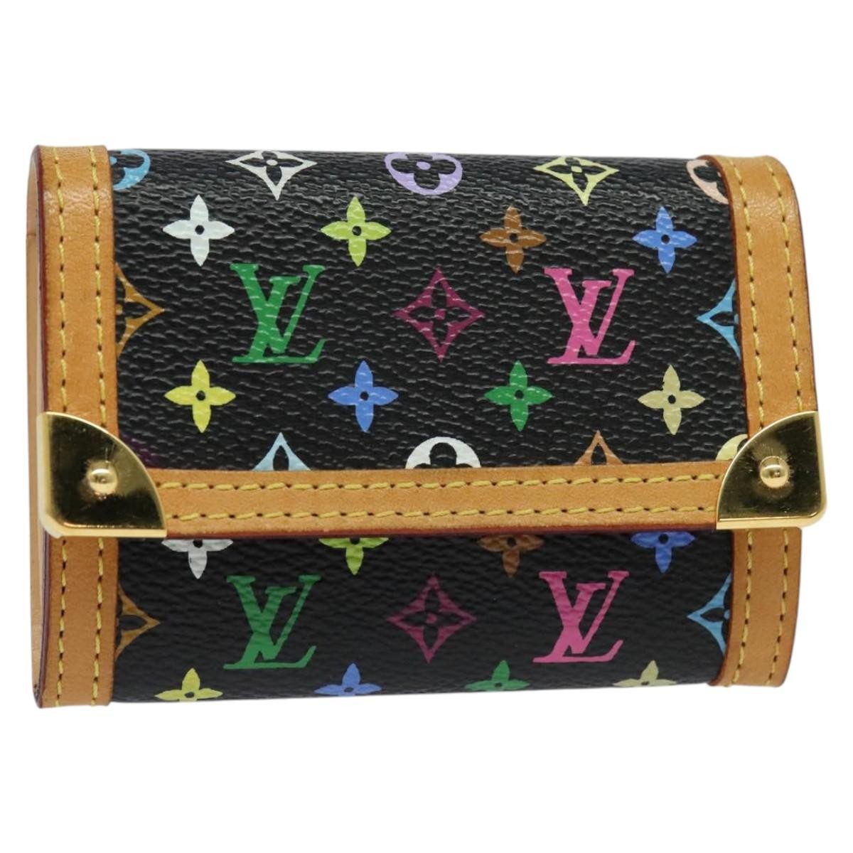 Louis Vuitton Porte-Monnaie Plat Coin Purse Monogram Multicolor, BLACK, CANVAS, Wallets