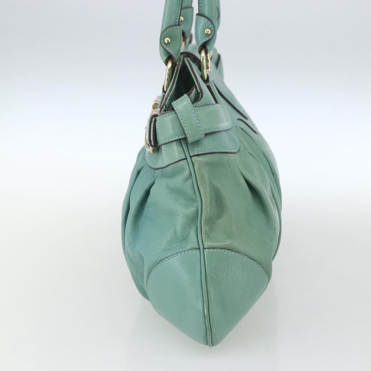 Salvatore Ferragamo Gancini handbag Leather, GREEN, LEATHER, Handbag