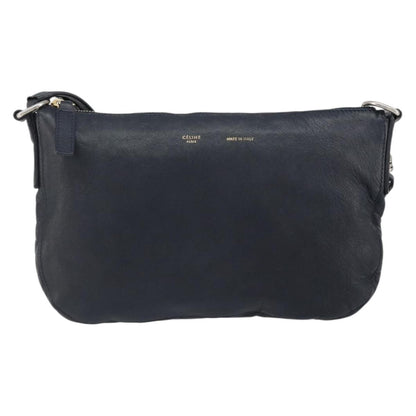 Celine Vintage Shoulder Bag Leather, NAVY, LEATHER, Shoulder bag