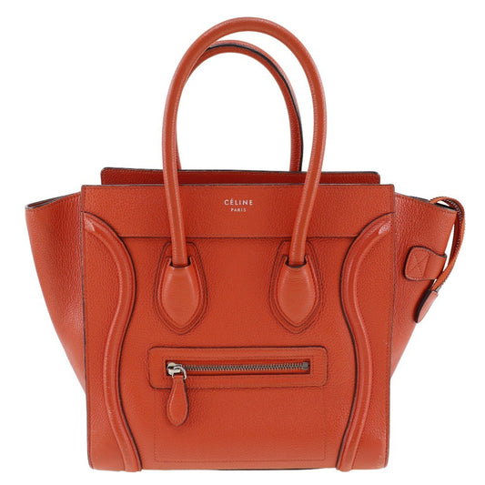 Celine Luggage Bag Grainy Leather, RED, CALFSKIN, Handbag