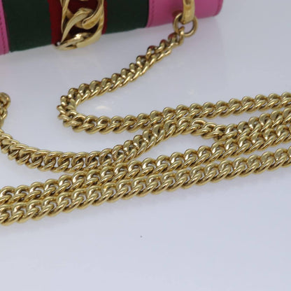 Gucci Sylvie Chain Shoulder Bag Leather, PINK, LEATHER, Shoulder bag