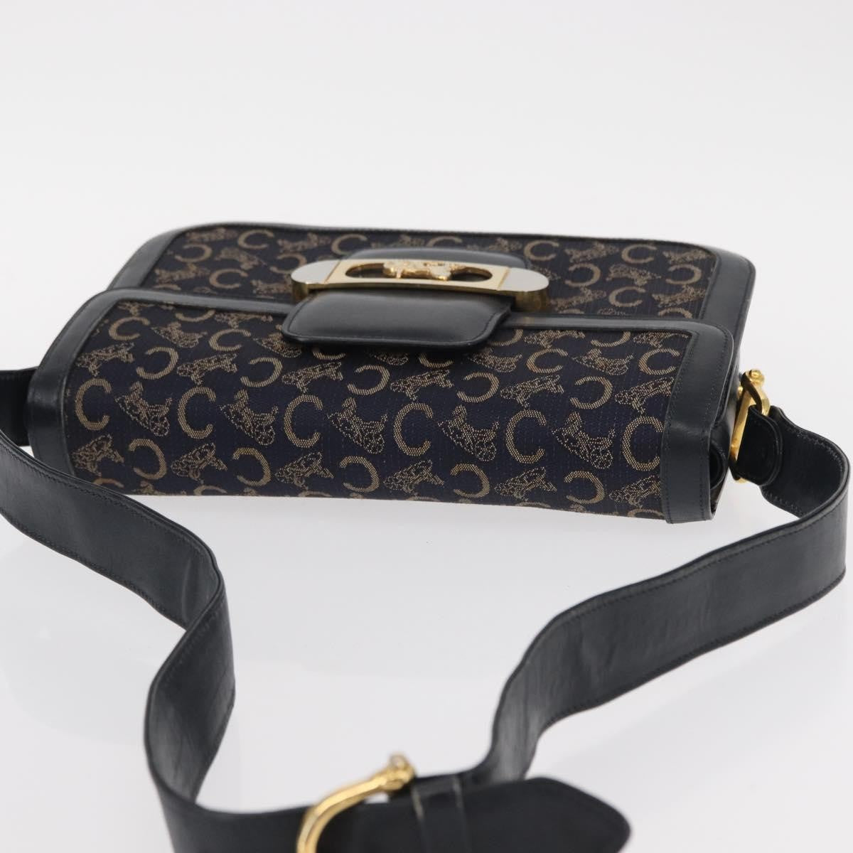 Celine Horse Carriage Shoulder bag Canvas and Leather, NAVY, CANVAS, Shoulder bag