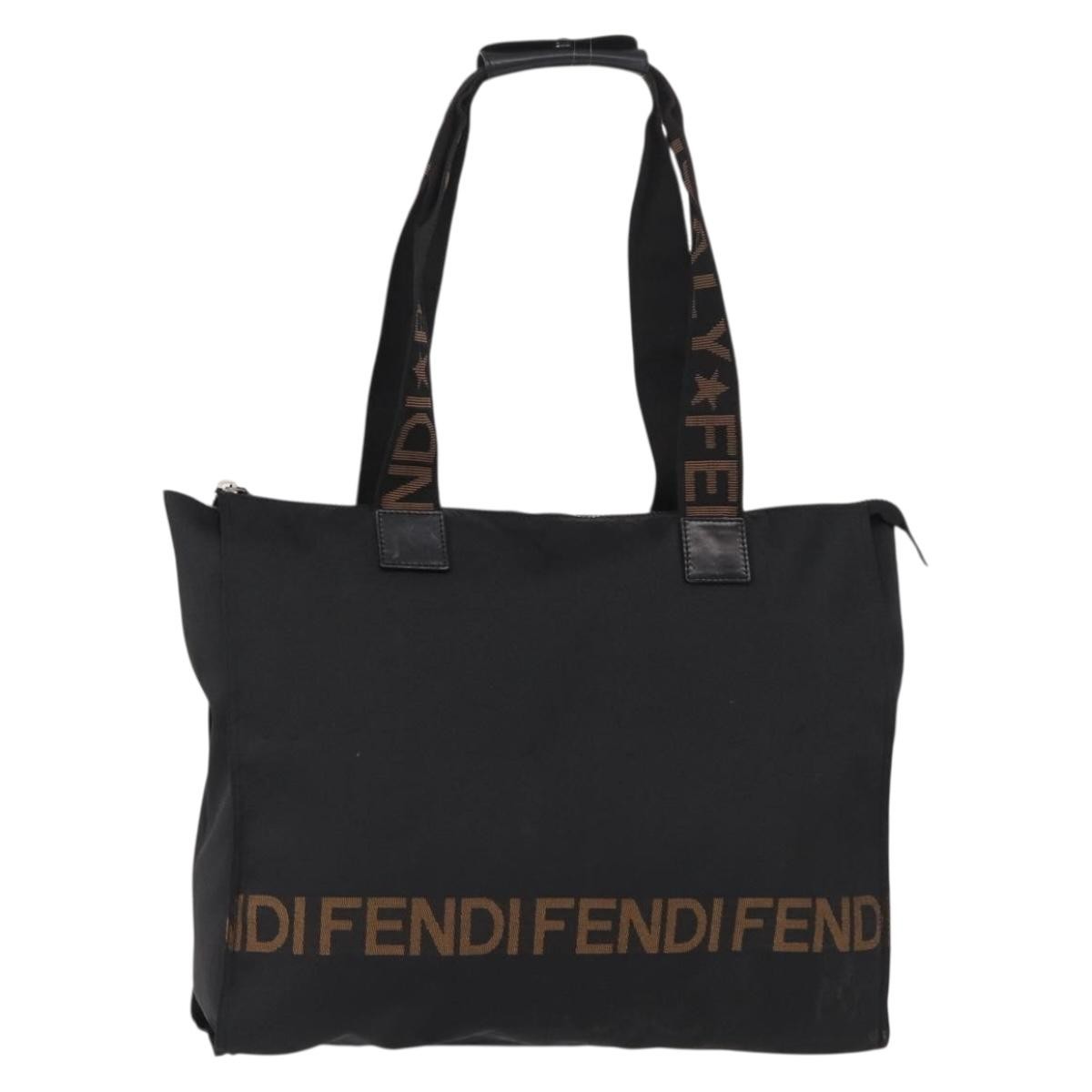 Fendi Vintage Convertible Logo Weekender Nylon, Black, Nylon, Tote Bag