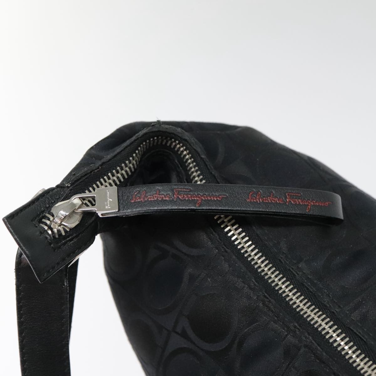 Salvatore Ferragamo Gancini Shoulder Bag Nylon, BLACK, NYLON, Shoulder bag