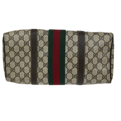 Gucci Vintage Web Boston Bag GG Coated Canvas, BROWN, PVC, Handbag