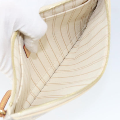 Louis Vuitton Neverfull Pochette Damier, WHITE, CANVAS, Clutche & pouche