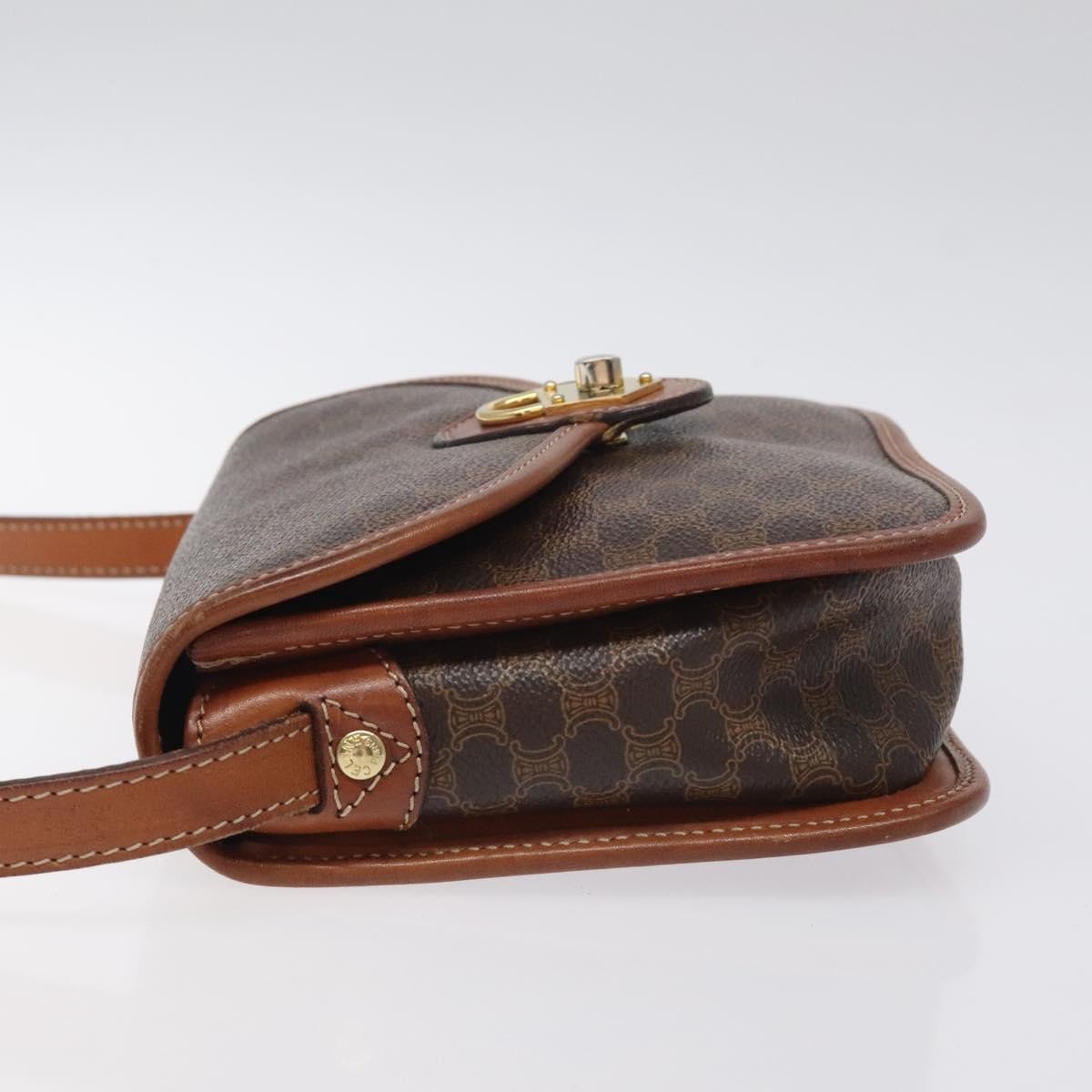 Celine Vintage Macadam Shoulder Bag Canvas and Leather, BROWN, CANVAS, Shoulder bag