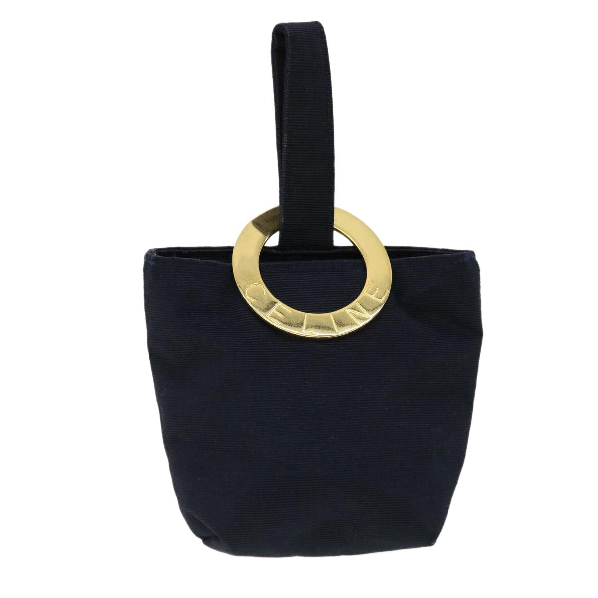 Celine Circle Logo Pouch Nylon, NAVY, CANVAS, Clutche & pouche