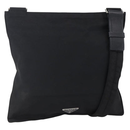 Prada Flat Messenger Bag Tessuto, BLACK, NYLON, Shoulder bag