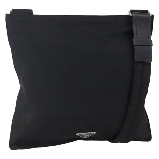 Prada Flat Messenger Bag Tessuto, BLACK, NYLON, Shoulder bag