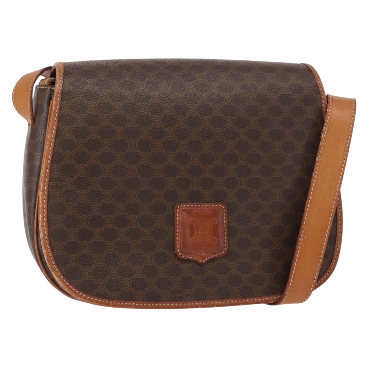 Celine Macadam Shoulder Bag Canvas, BROWN, CANVAS, Shoulder bag