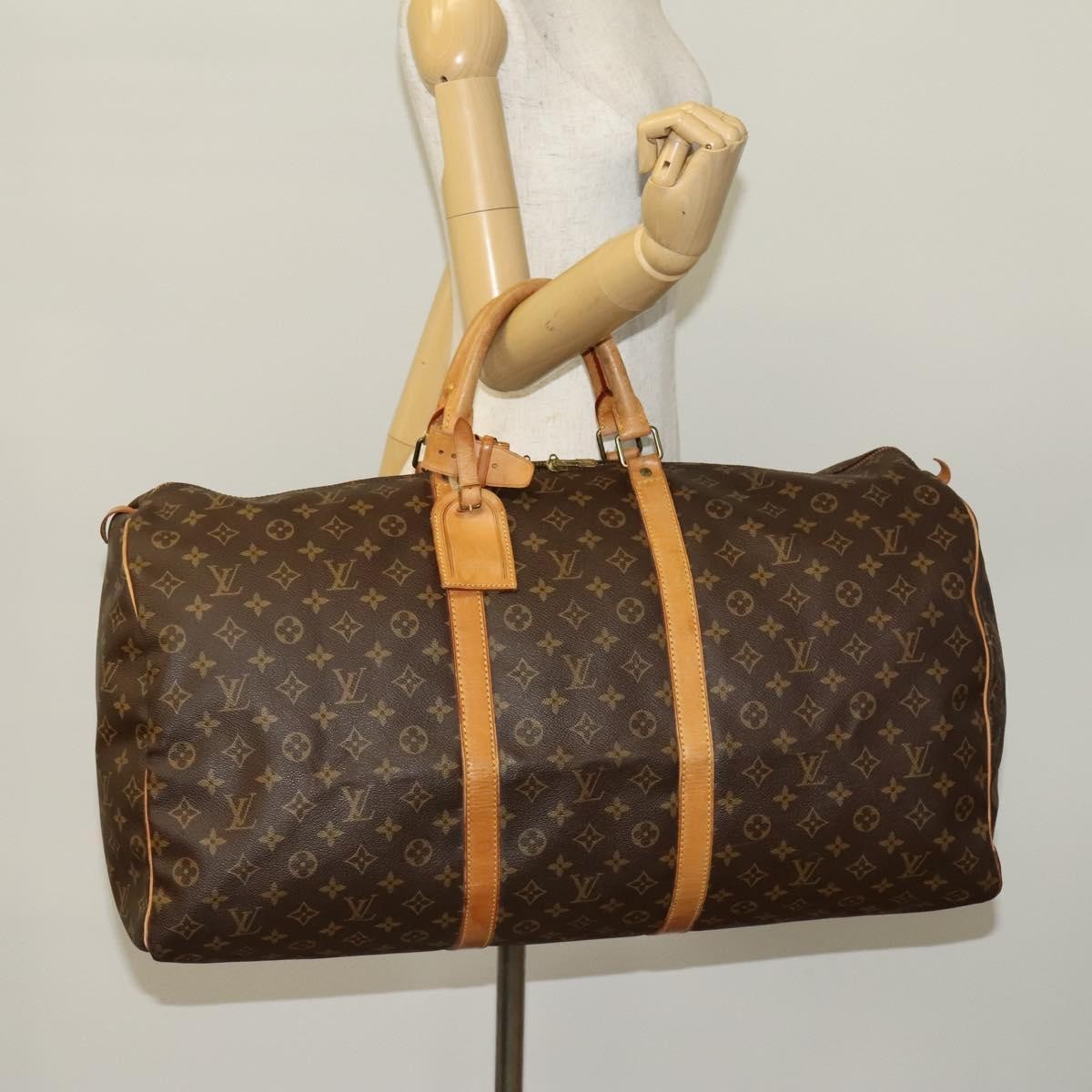 Louis Vuitton Keepall Bag Monogram Canvas, BROWN, CANVAS, Travel bag