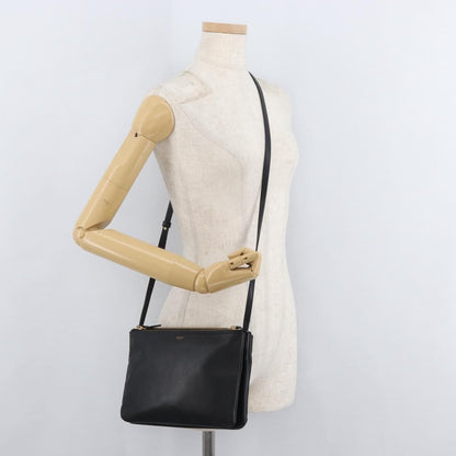 Celine Trio Crossbody Bag Leather, Black, Leather, Shoulder Bag