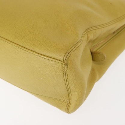 Chanel Vintage Logo Chain Tote Caviar, YELLOW, LEATHER, Tote bag