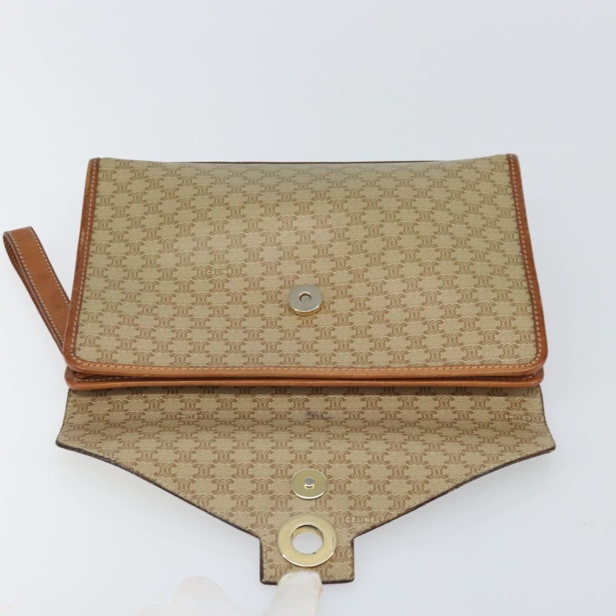 Celine Circle Logo Macadam Pouch Canvas and Leather, BEIGE, CANVAS, Clutche & pouche