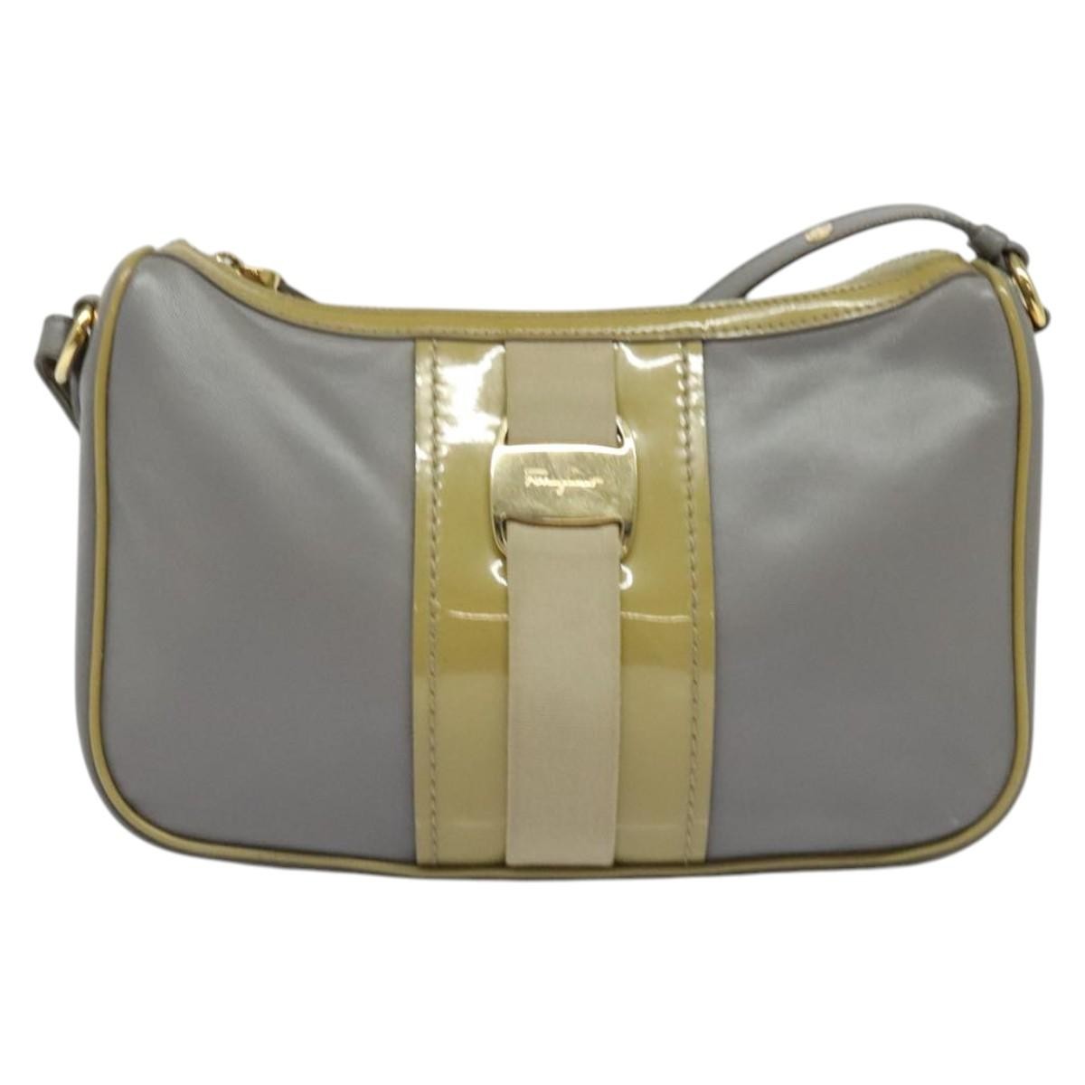 Salvatore Ferragamo Vala Shoulder Bag Leather, GRAY, LEATHER, Shoulder bag