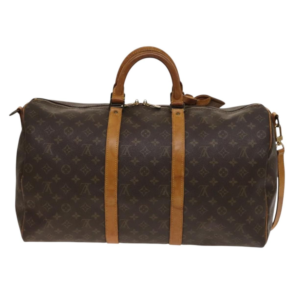 Louis Vuitton Keepall Bandouliere Bag Monogram Canvas, BROWN, CANVAS, Travel bag