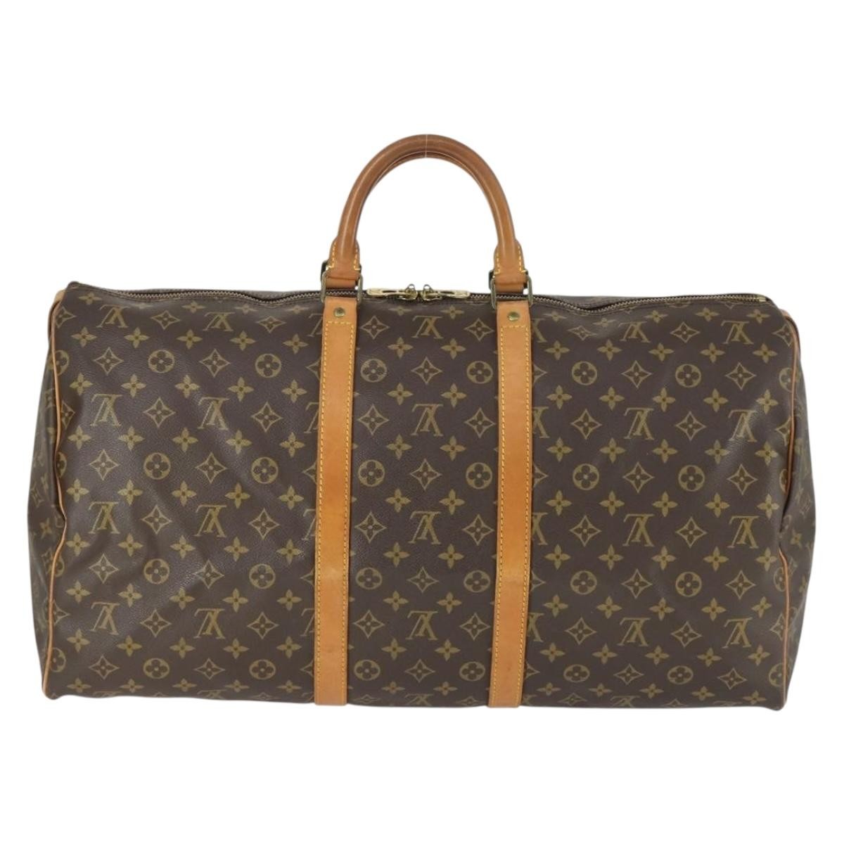 Louis Vuitton Keepall Bag Monogram Canvas, BROWN, CANVAS, Travel bag