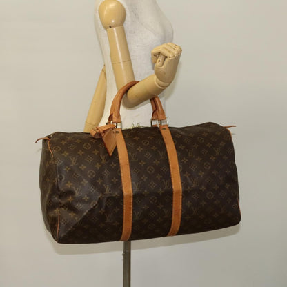 Louis Vuitton Keepall Bag Monogram Canvas, BROWN, CANVAS, Travel bag