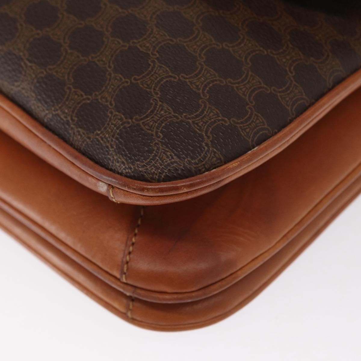Celine Vintage Macadam Shoulder Bag Canvas and Leather, BROWN, CANVAS, Shoulder bag