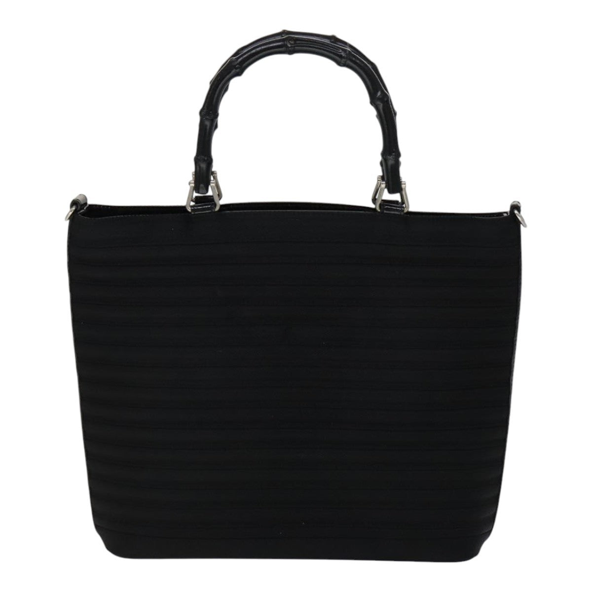 Gucci Vintage Bamboo Handle Bag Nylon, Black, Nylon, Handbag