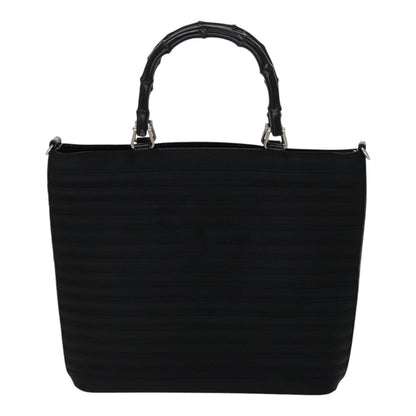 Gucci Vintage Bamboo Handle Bag Nylon, Black, Nylon, Handbag
