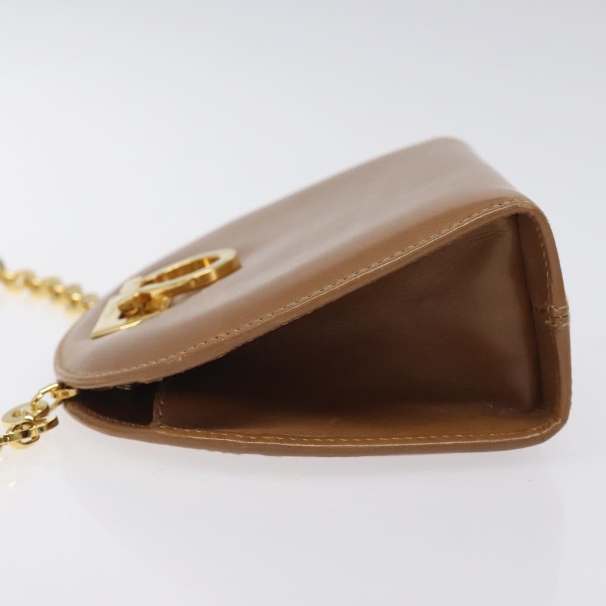 Salvatore Ferragamo Vintage Gancini Chain Shoulder Bag Leather, BROWN, LEATHER, Shoulder bag