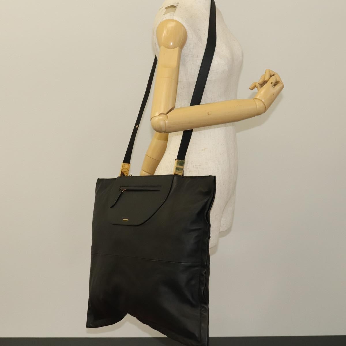 Burberry Vintage Shoulder Bag Leather, BLACK, LEATHER, Shoulder bag
