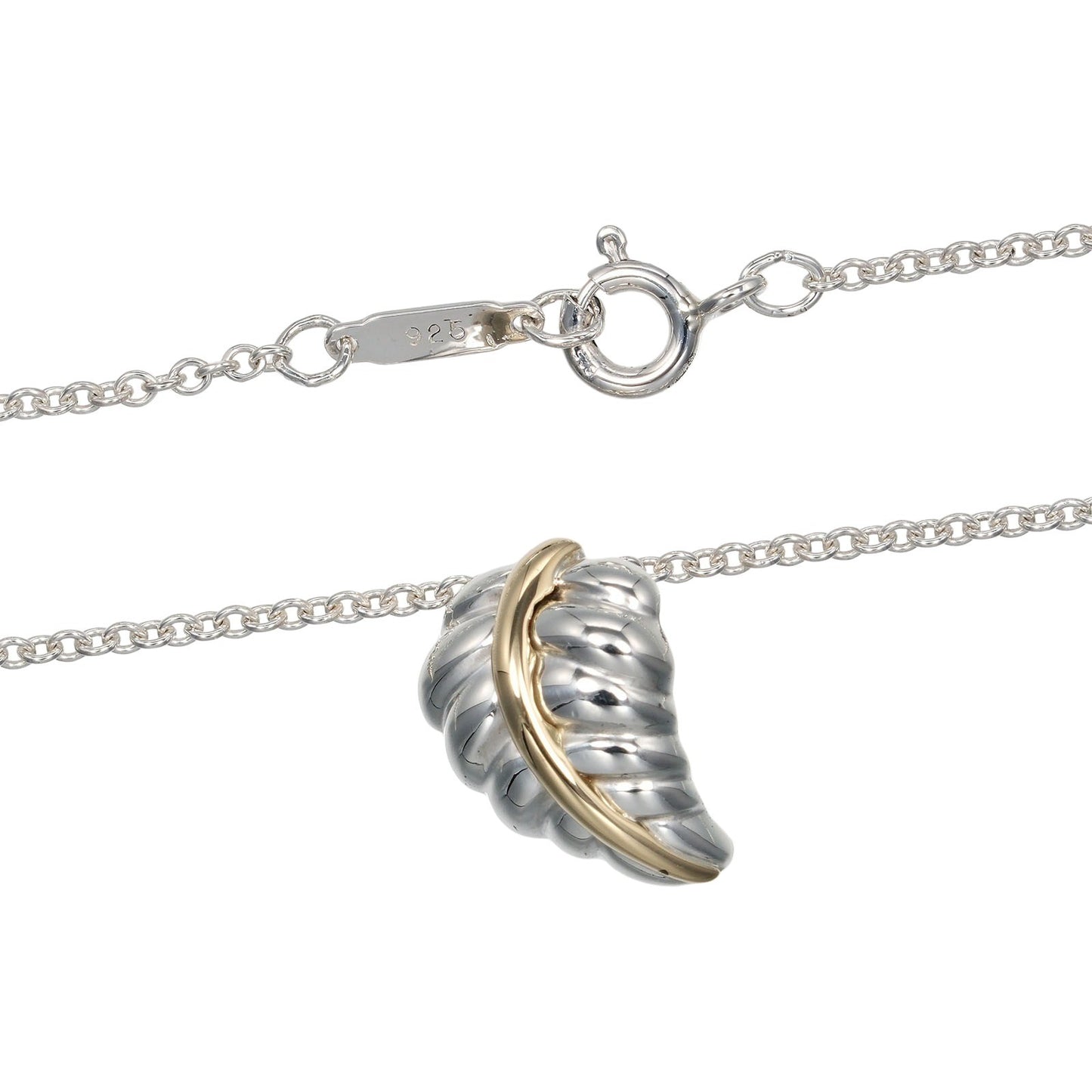 Tiffany & Co. Leaf Pendant Necklace Silver 925 and K18 Yellow Gold, SILVER, SILVER, Necklace