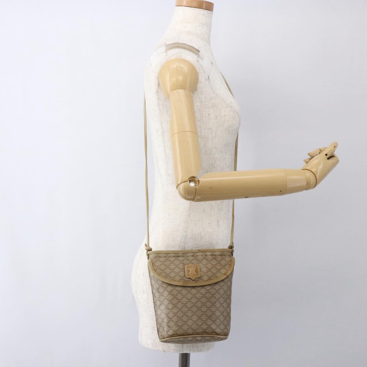 Celine Vintage Macadam Shoulder Bag Canvas, BEIGE, CANVAS, Shoulder bag