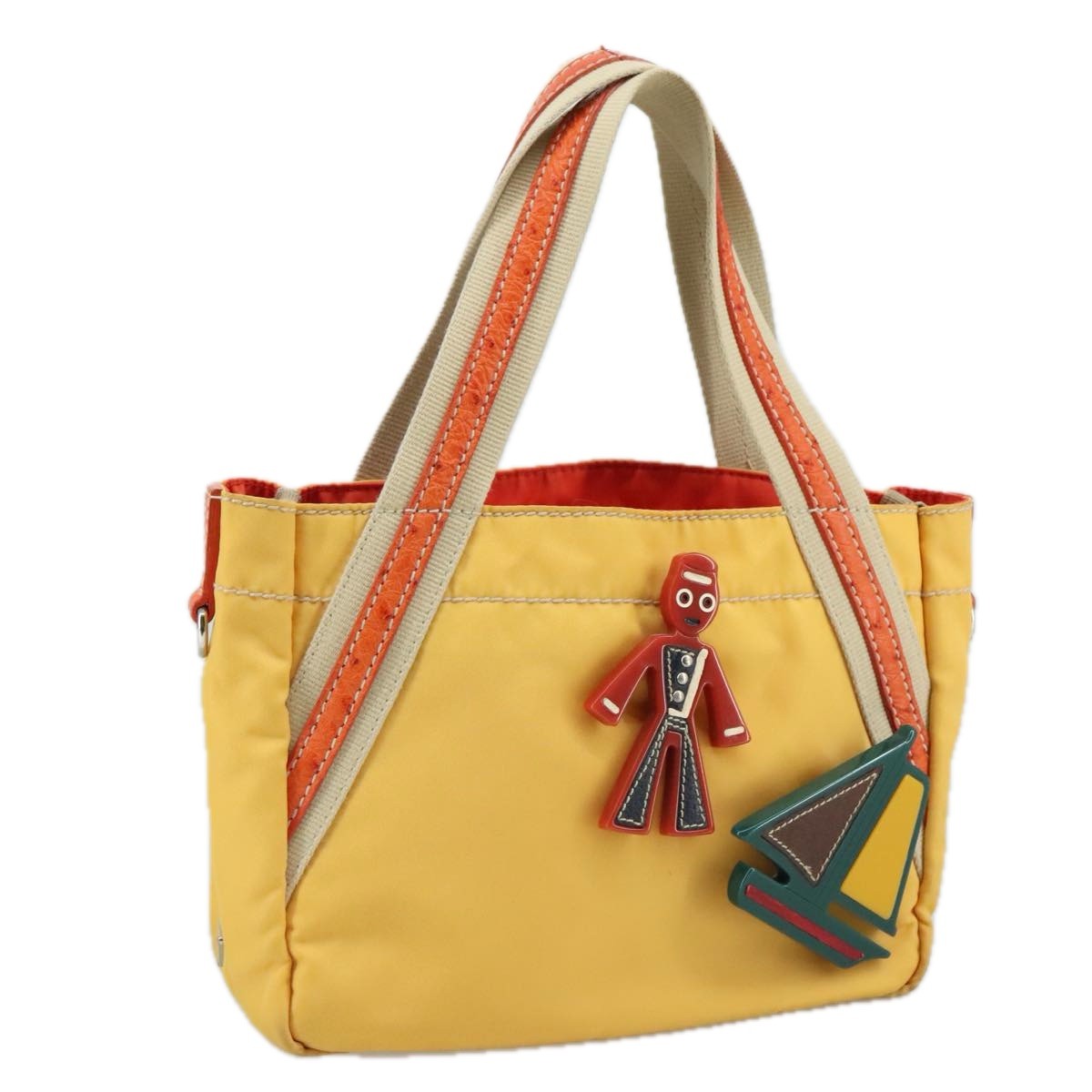 Prada Vintage Handbag Tessuto, YELLOW, NYLON, Handbag