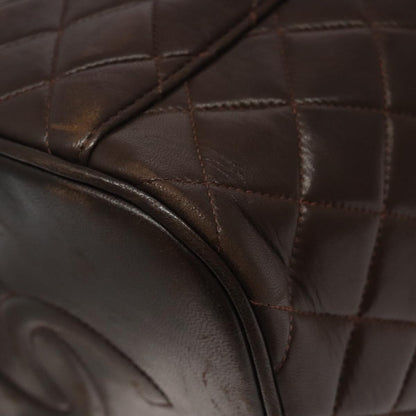 Chanel Vanity pouch Leather, BROWN, LEATHER, Toiletry Case