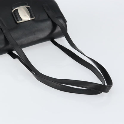 Salvatore Ferragamo Vala Shoulder Bag Leather, BLACK, LEATHER, Tote bag