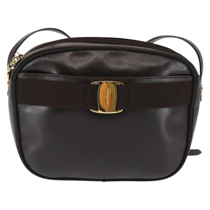 Salvatore Ferragamo Vara Bow camera Shoulder Bag Leather, BROWN, LEATHER, Shoulder bag