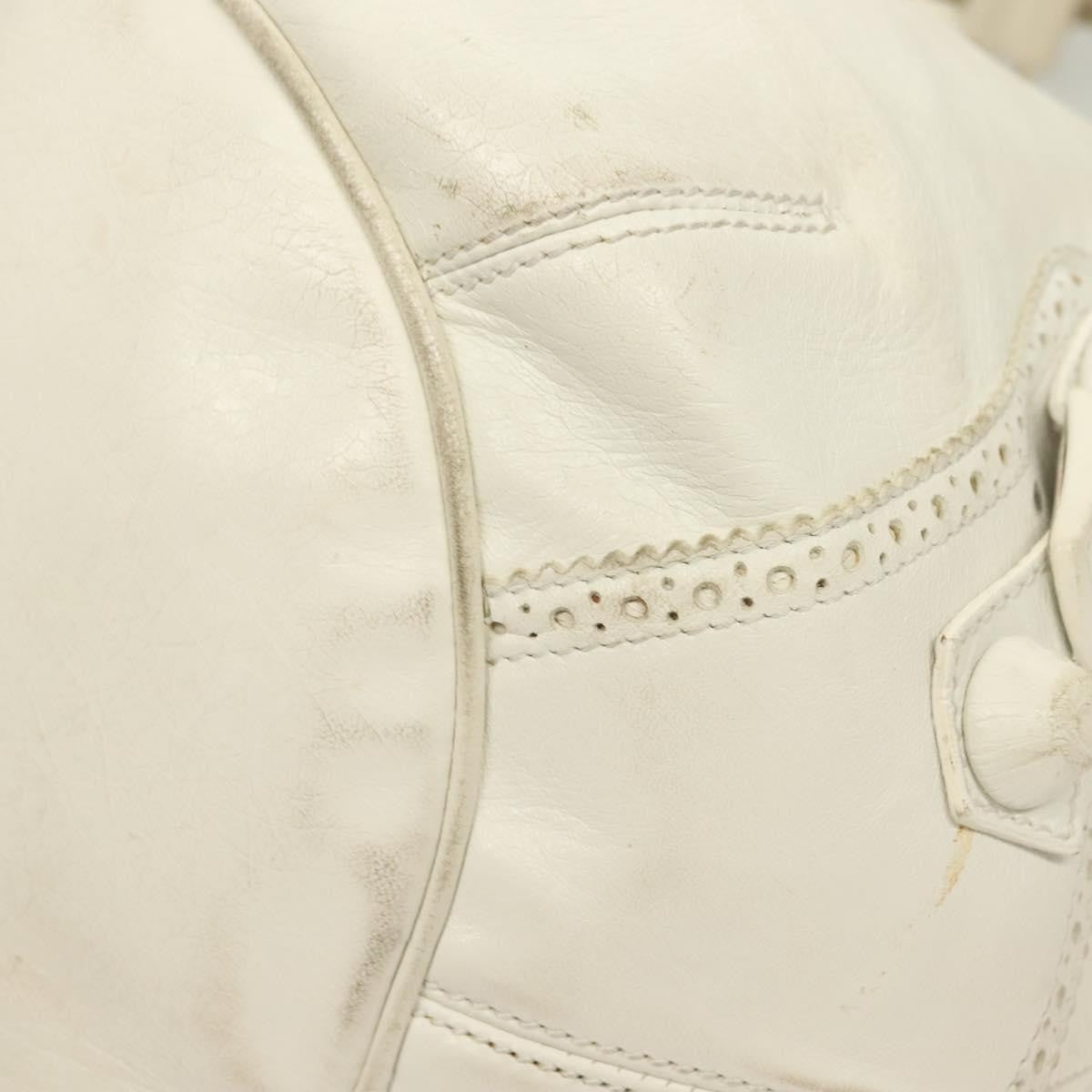 Balenciaga Pom Pon Giant Studs Bag Leather, WHITE, LEATHER, Handbag