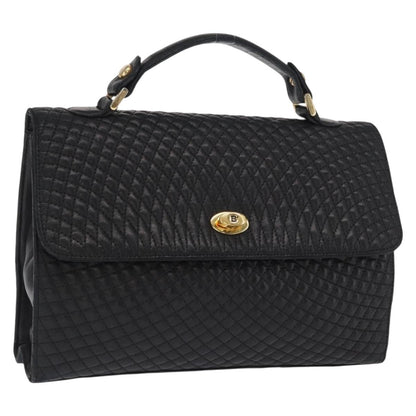 Bally Vintage Handbag Quilted Leather, BLACK, LEATHER, Handbag