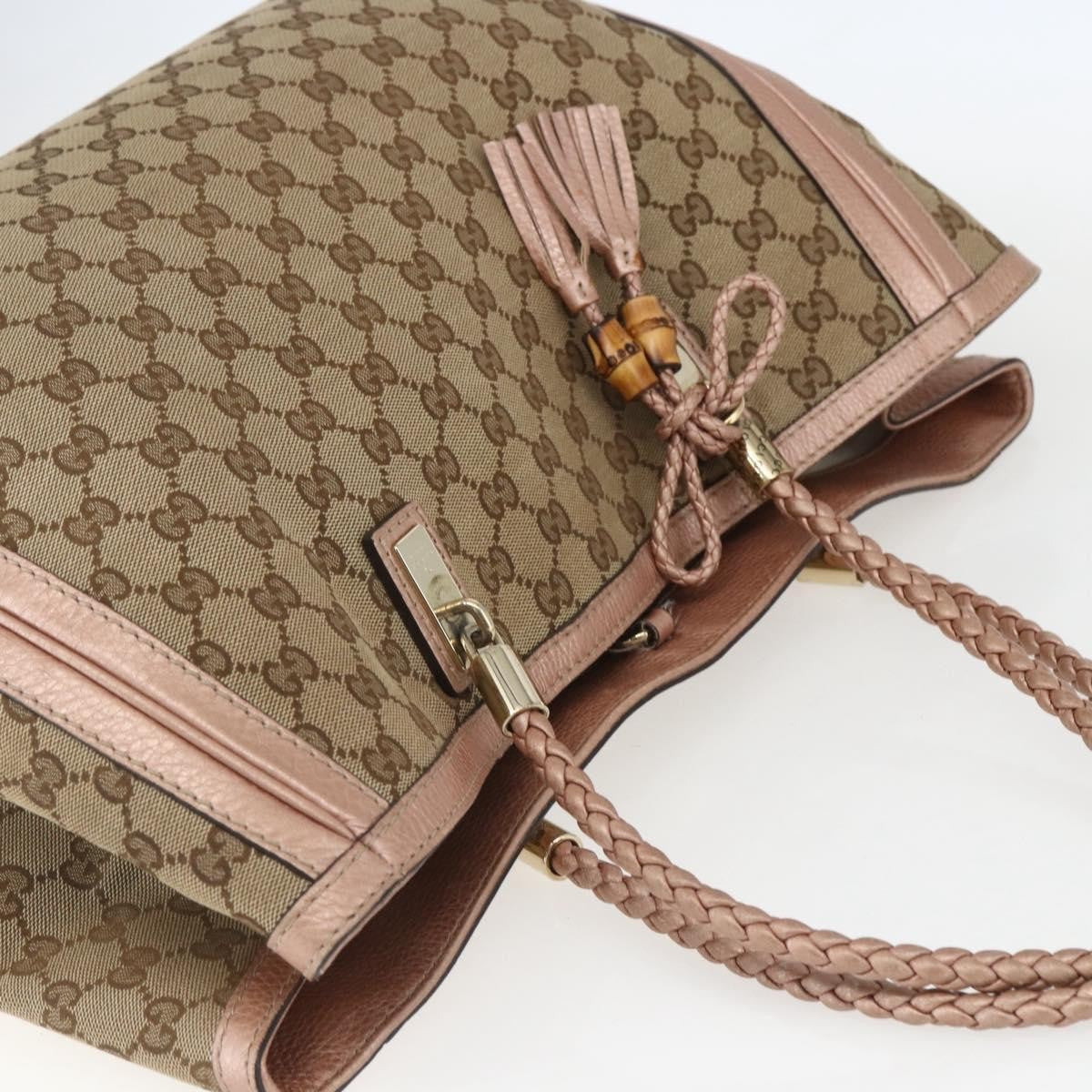 Gucci Bella Tote GG Canvas with Leather, BEIGE, CANVAS, Tote bag