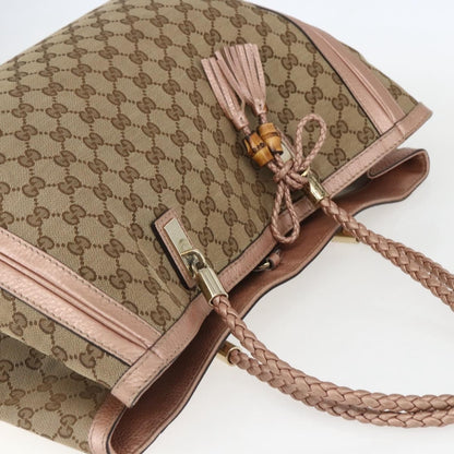 Gucci Bella Tote GG Canvas with Leather, BEIGE, CANVAS, Tote bag