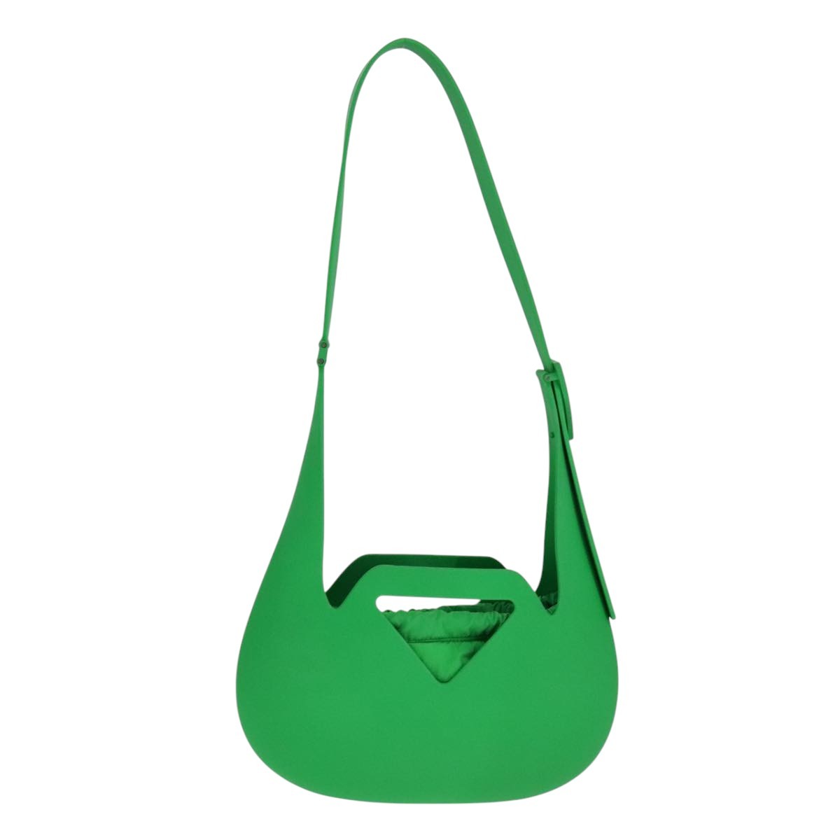 Bottega Veneta Punch Shoulder Bag Rubber with Nylon, GREEN, RUBBER, Shoulder bag