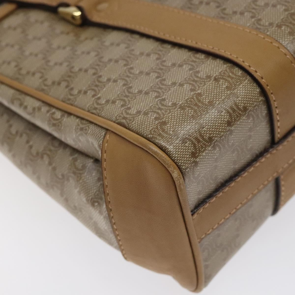 Celine Vintage Macadam Handbag Canvas and Leather, Beige, Canvas, Handbag