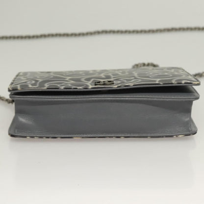 Chanel Wallet on Chain Camellia Patent, GRAY, PATENT_LEATHER, Shoulder bag
