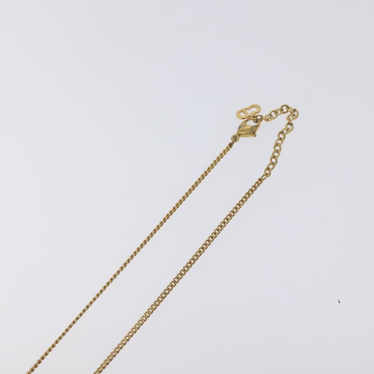 Christian Dior Vintage Logo Round Pendant Necklace Metal, GOLD, METAL, Necklace