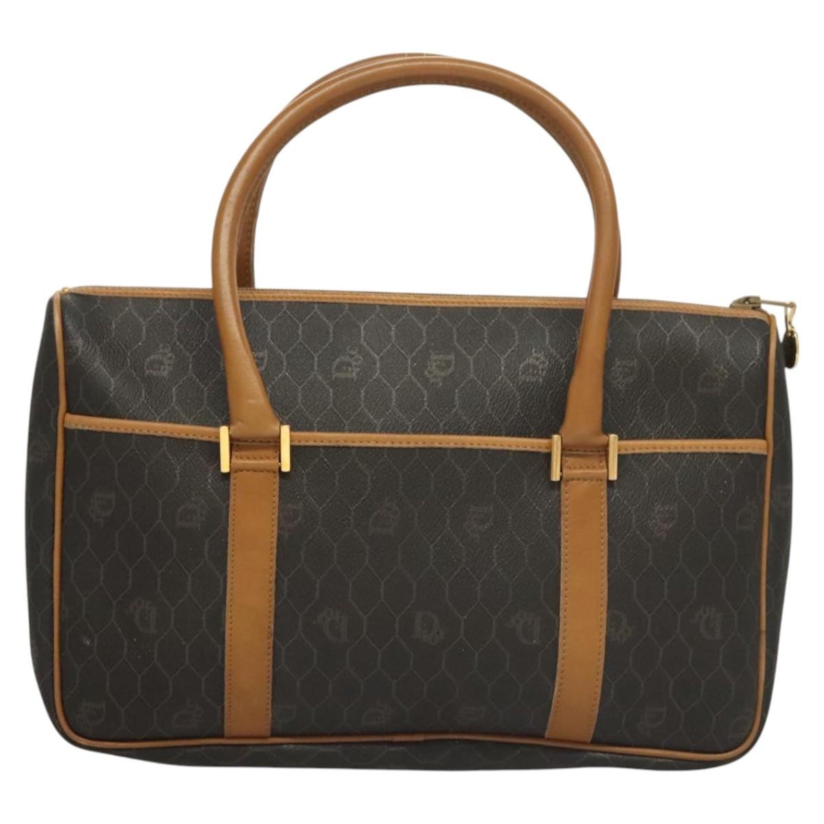 Christian Dior Vintage Honeycomb Handbag Canvas Leather, BLACK, CANVAS, Handbag