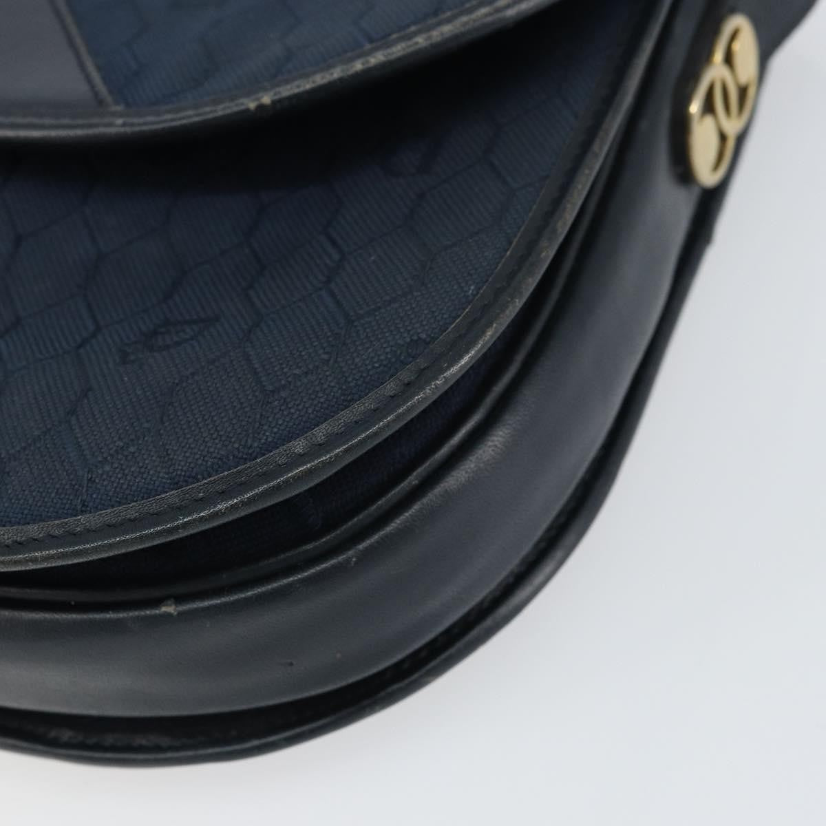 Christian Dior Vintage Honeycomb Shoulder Bag Canvas, NAVY, CANVAS, Shoulder bag