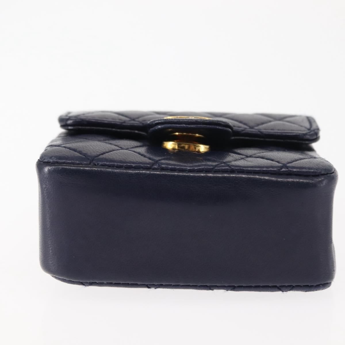 Chanel Square Classic Single Flap Top Handle Bag Quilted Lambskin, NAVY, LEATHER, Clutche & pouche