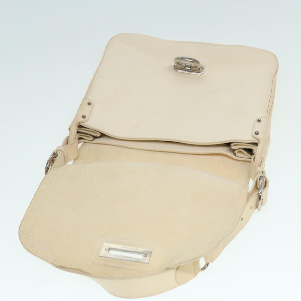 Salvatore Ferragamo Gancini Shoulder Bag Leather, WHITE, LEATHER, Shoulder bag