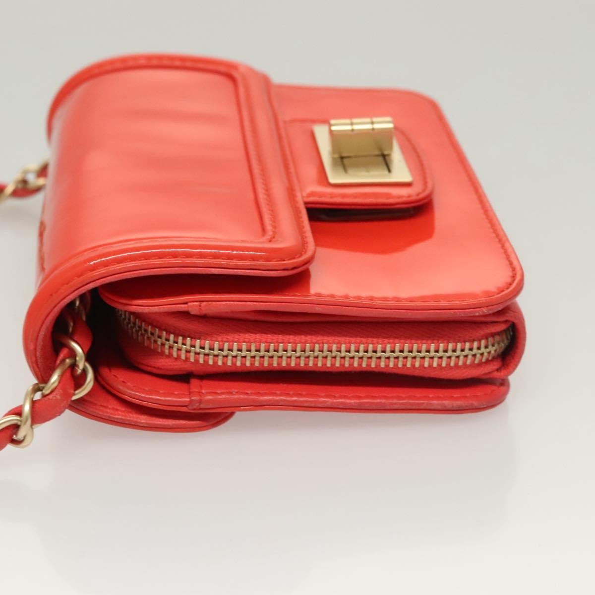 Chanel Reissue 2.55 Square Zip Around Card Holder Wallet Quilted Aged Calfskin, ORANGE, PATENT_LEATHER, Wallets