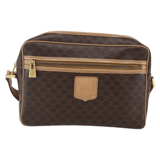 Celine Vintage Macadam Shoulder Bag Canvas and Leather, BROWN, CANVAS, Shoulder bag