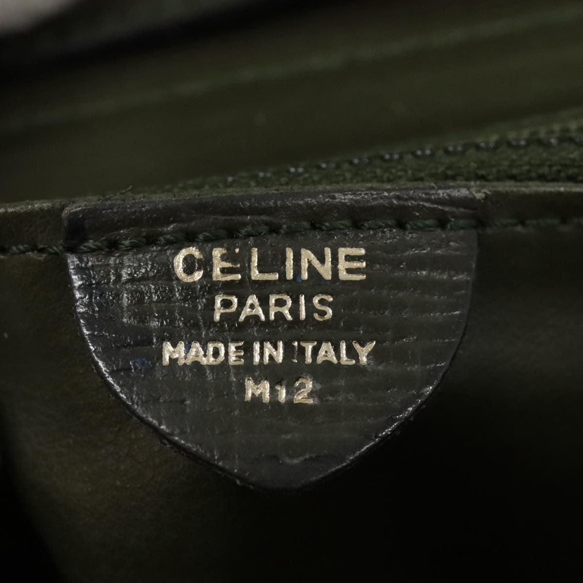 Celine Vintage Circle Logo Crossbody Bag Leather, KHAKI, LEATHER, Crossbody bag